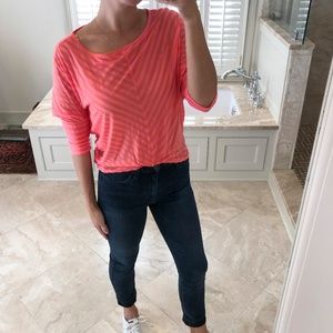 Velvet, size small, pink/orange striped top